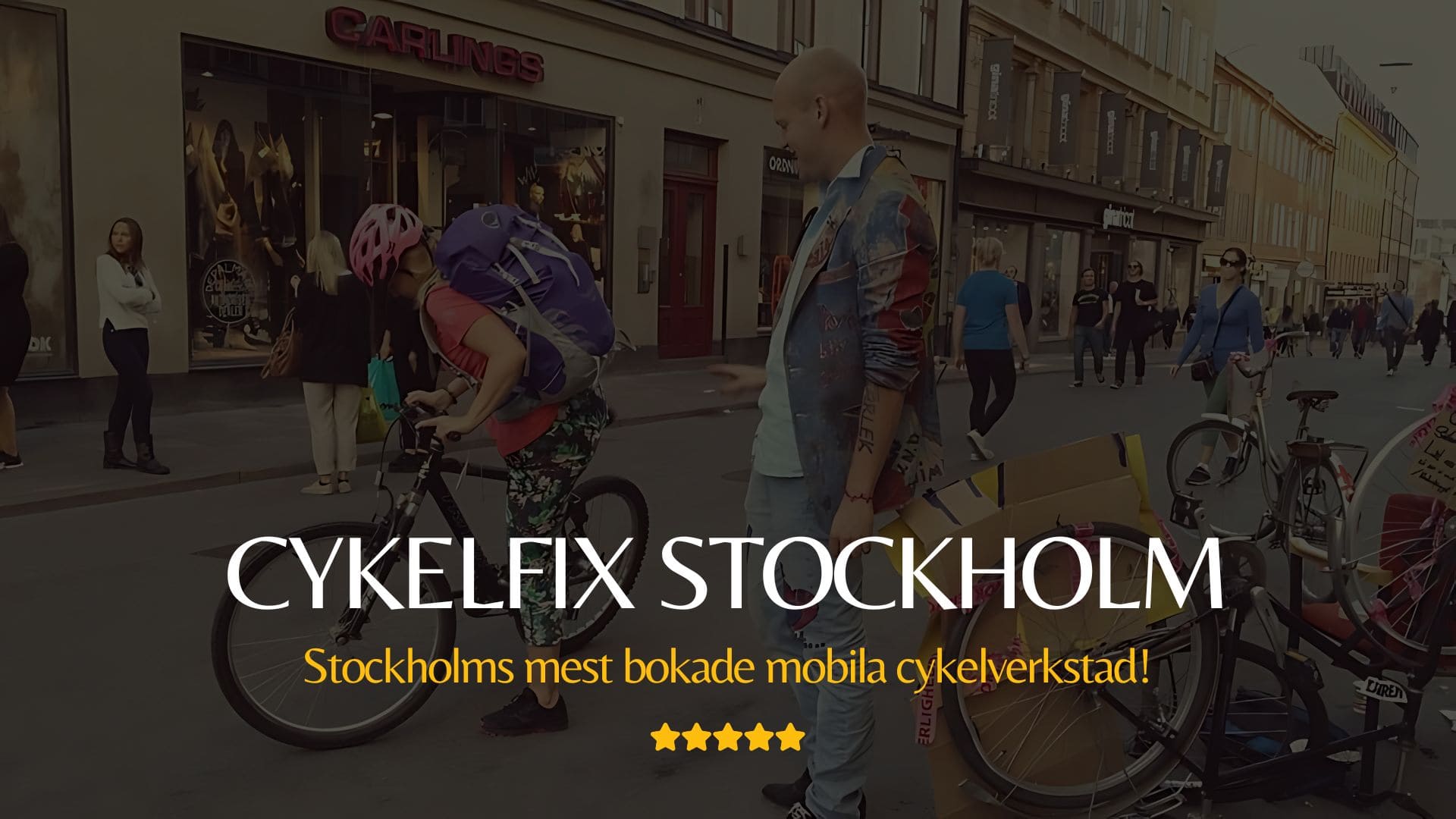 Cykelmekaniker från Cykelfix Stockholm servar cykel hemma hos kund